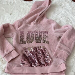 btween Pink Sequin Love Hoodie